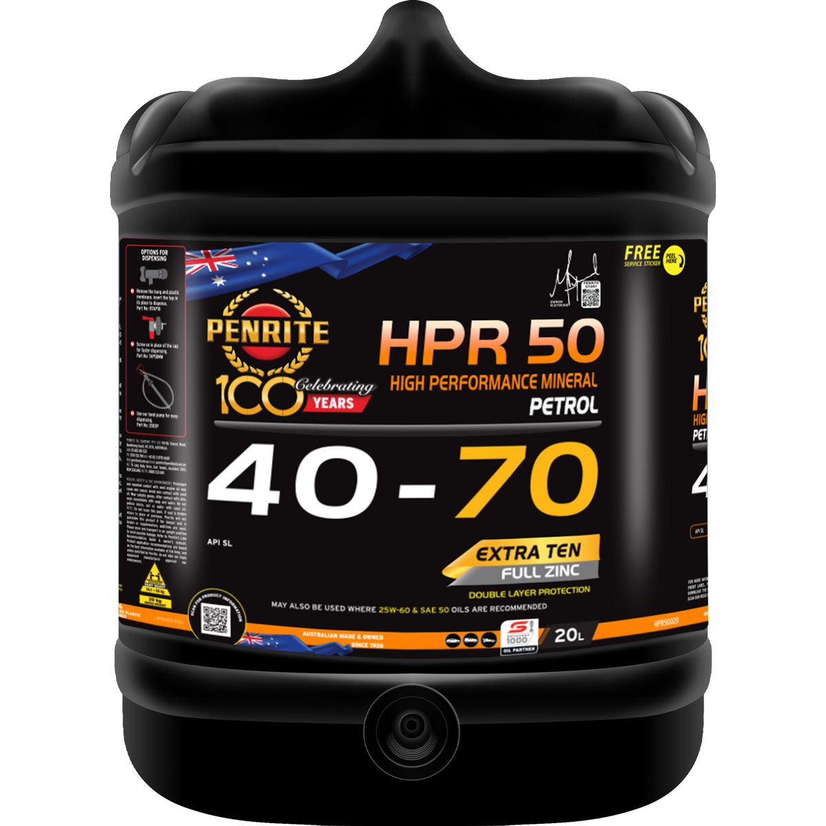 Penrite HPR 50 40-70 Sl Engine Oil 20L