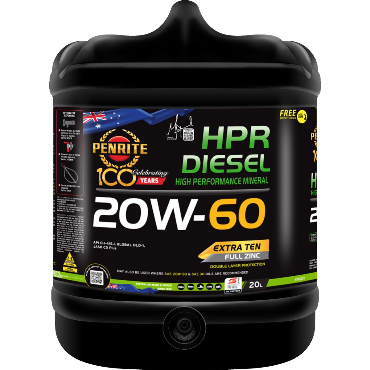 Penrite HPR Diesel SAE 20W-60 Engine Oil 20L