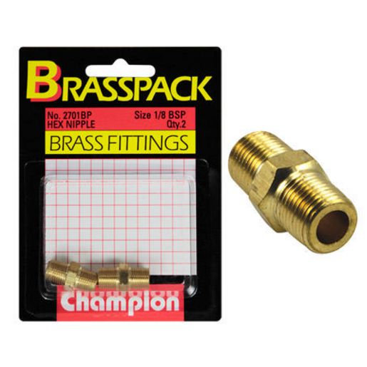 Champion Fasteners Hex Nipple Hose Fitting 1/8In. Bsp 2701BP
