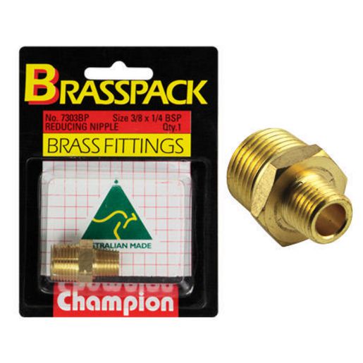 Champion Fasteners Reducing Nipple Connector Pack 3/8In. To 1/4In. Bsp 7303BP