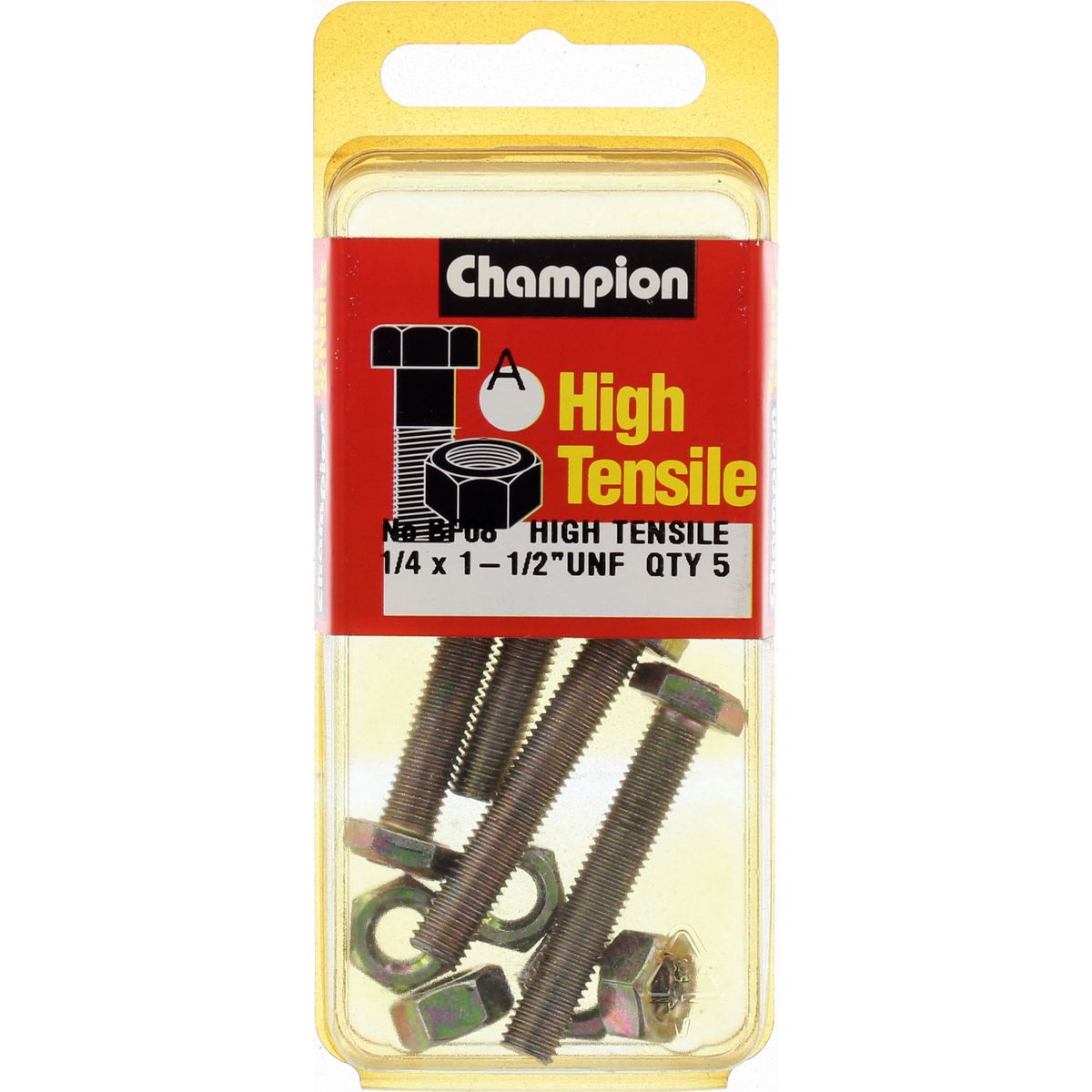 Champion Fasteners Hex Set Screw & Nut High Tensile 1/4in x 1 1/2in UNF Grade 5 BF8