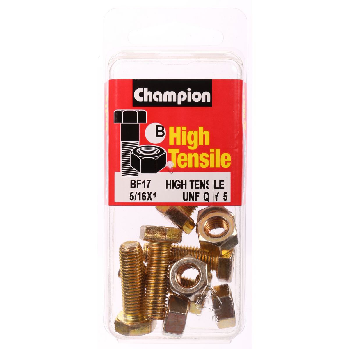Champion Hex Nut & Screw Set 5/16" x 1" UNF High Tensile 10Pk BF17