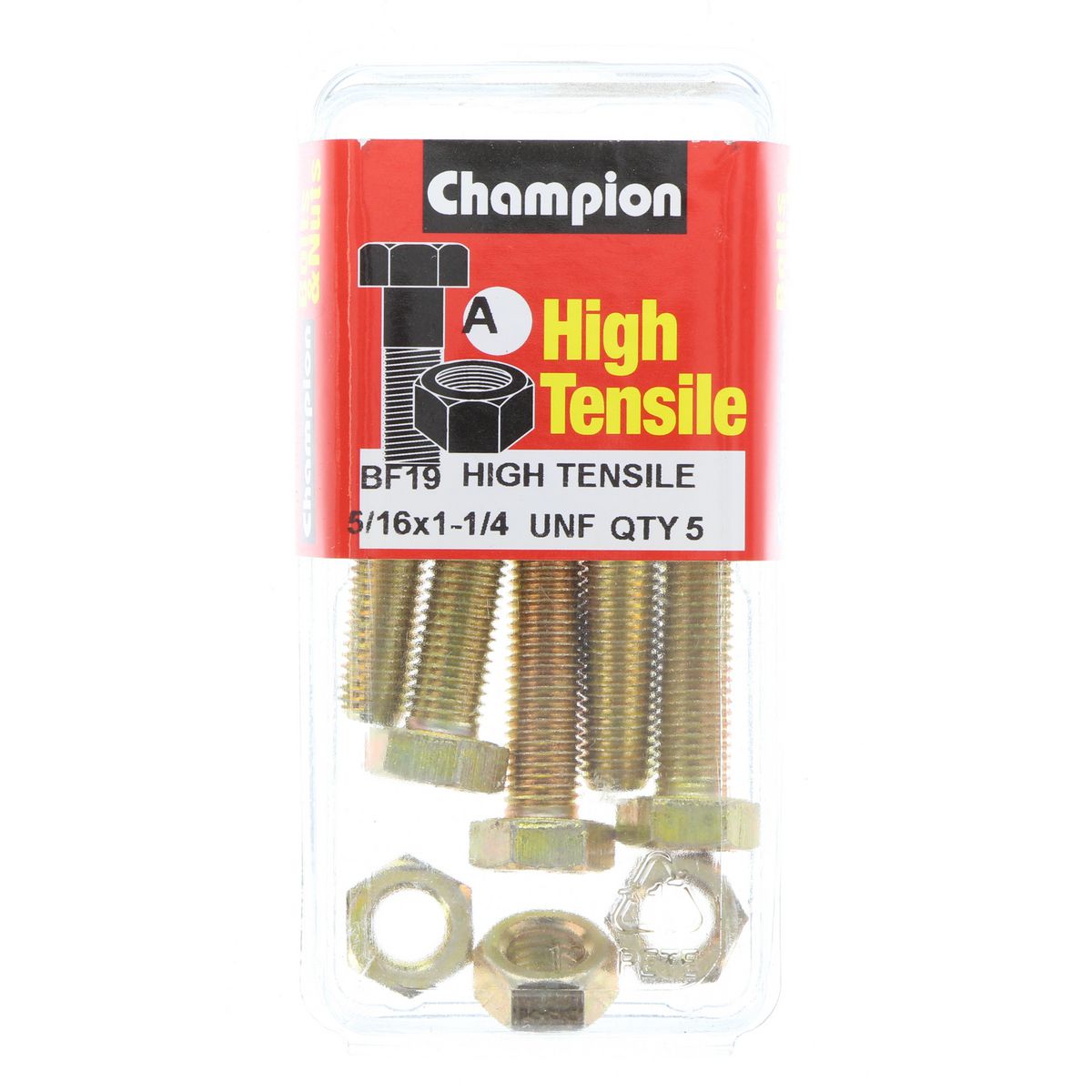 Champion Fasteners Hex Set Screw & Nut High Tensile 5/16In X 1 1/4In Unf Grade 5 BF19