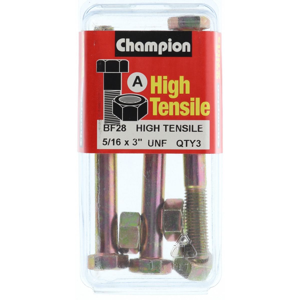 Champion Fasteners Hex Bolt & Nut High Tensile 5/16in x 3in UNF Grade 5 BF28