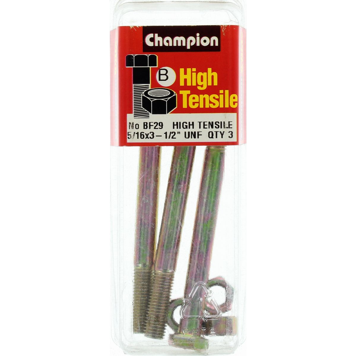Champion Fasteners Hex Bolt & Nut High Tensile 5/16in x 3 1/2in UNF Grade 5 BF29