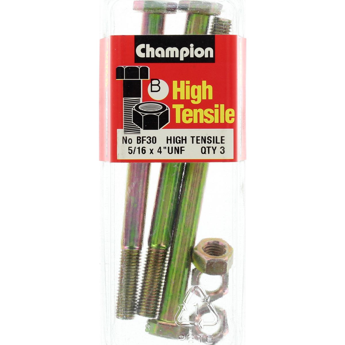 Champion Fasteners Hex Bolt & Nut High Tensile 5/16in x 4in UNF Grade 5 BF30