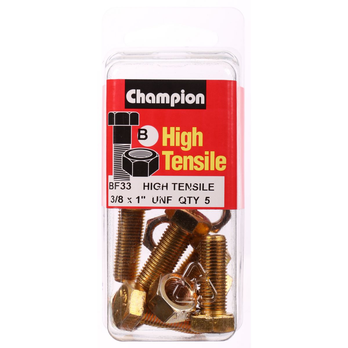 Champion Fasteners Hex Set Screw & Nut High Tensile 3/8In X 1In Unf Grade 5 BF33
