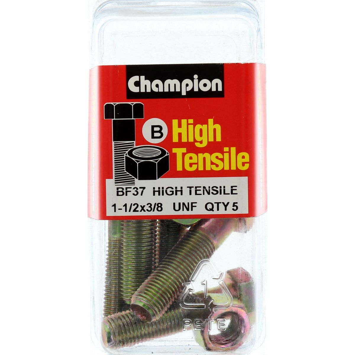 Champion Fasteners Hex Bolt & Nut High Tensile 3/8In X 1 1/2In Unf Grade 5 BF37