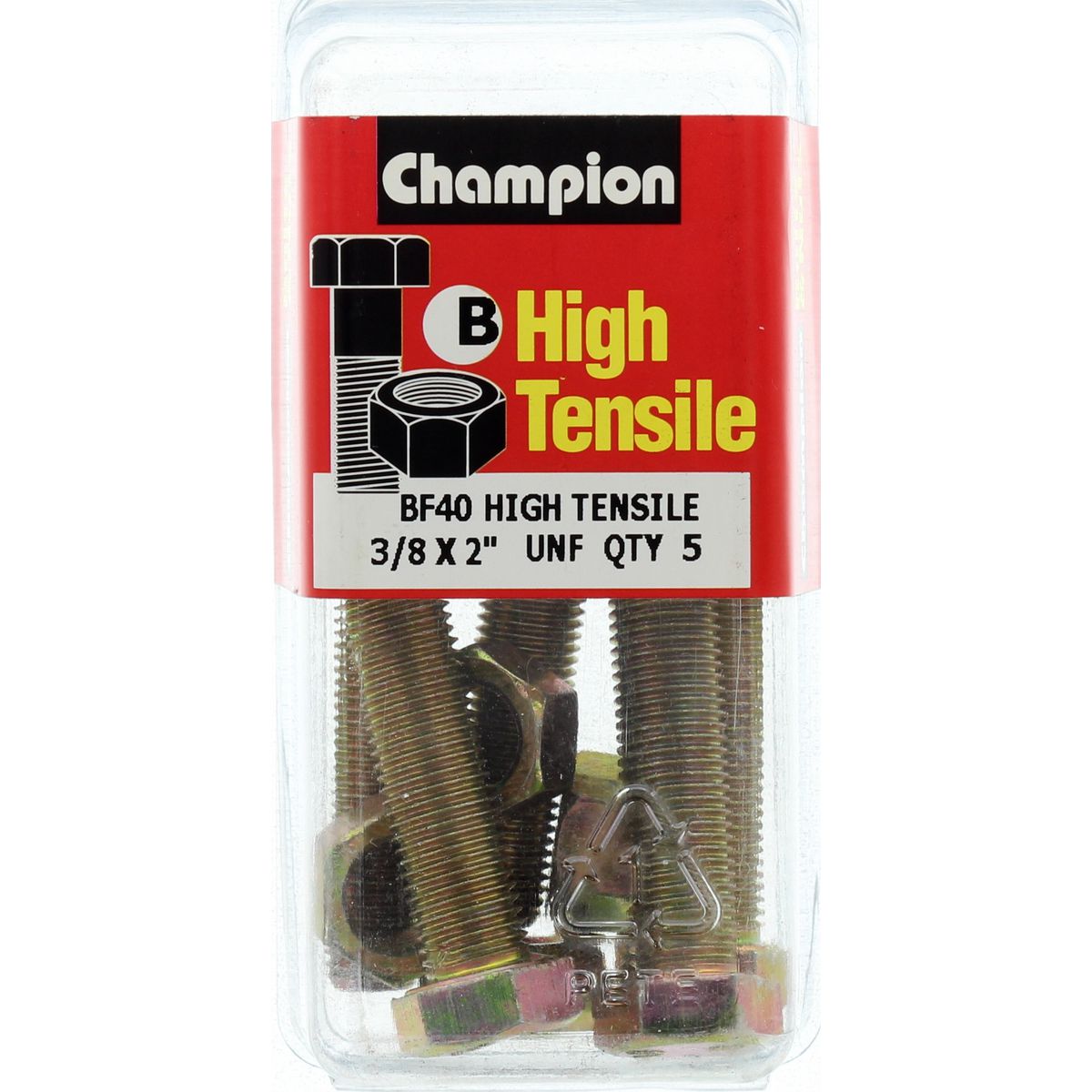 Champion Fasteners Hex Set Screw & Nut High Tensile 3/8in x 2in UNF Grade 5 BF40
