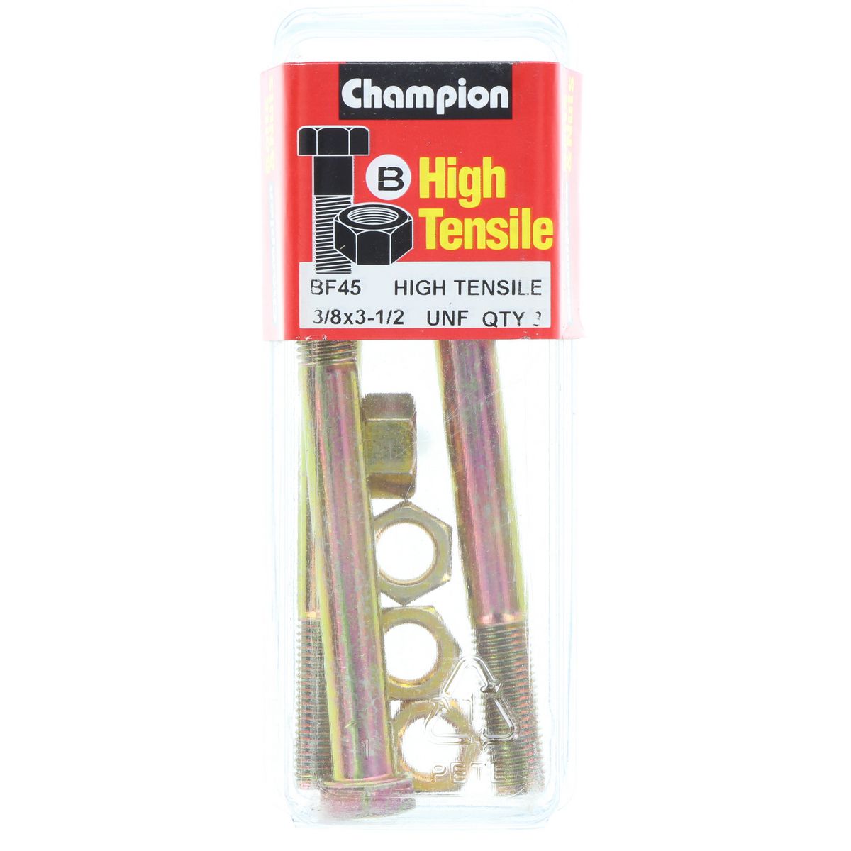 Champion Fasteners Hex Bolt & Nut High Tensile 3/8in x 3 1/2in UNF Grade 5 BF45