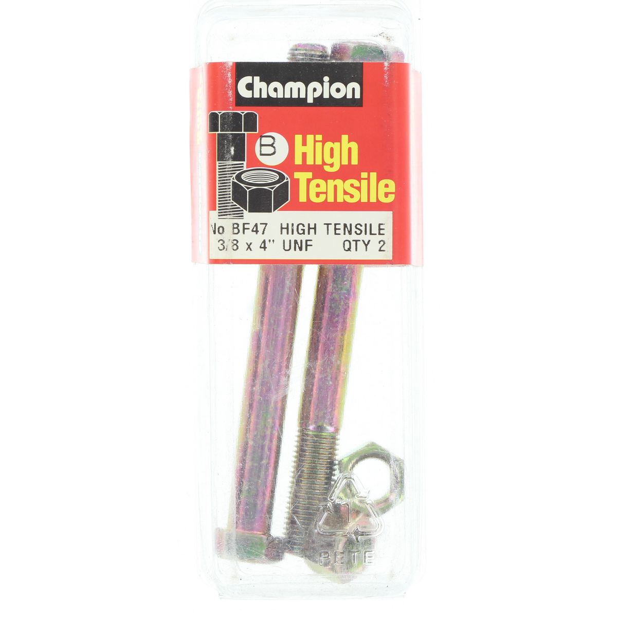 Champion Fasteners Hex Bolt & Nut High Tensile 3/8In X 4In Unf Grade 5 BF47