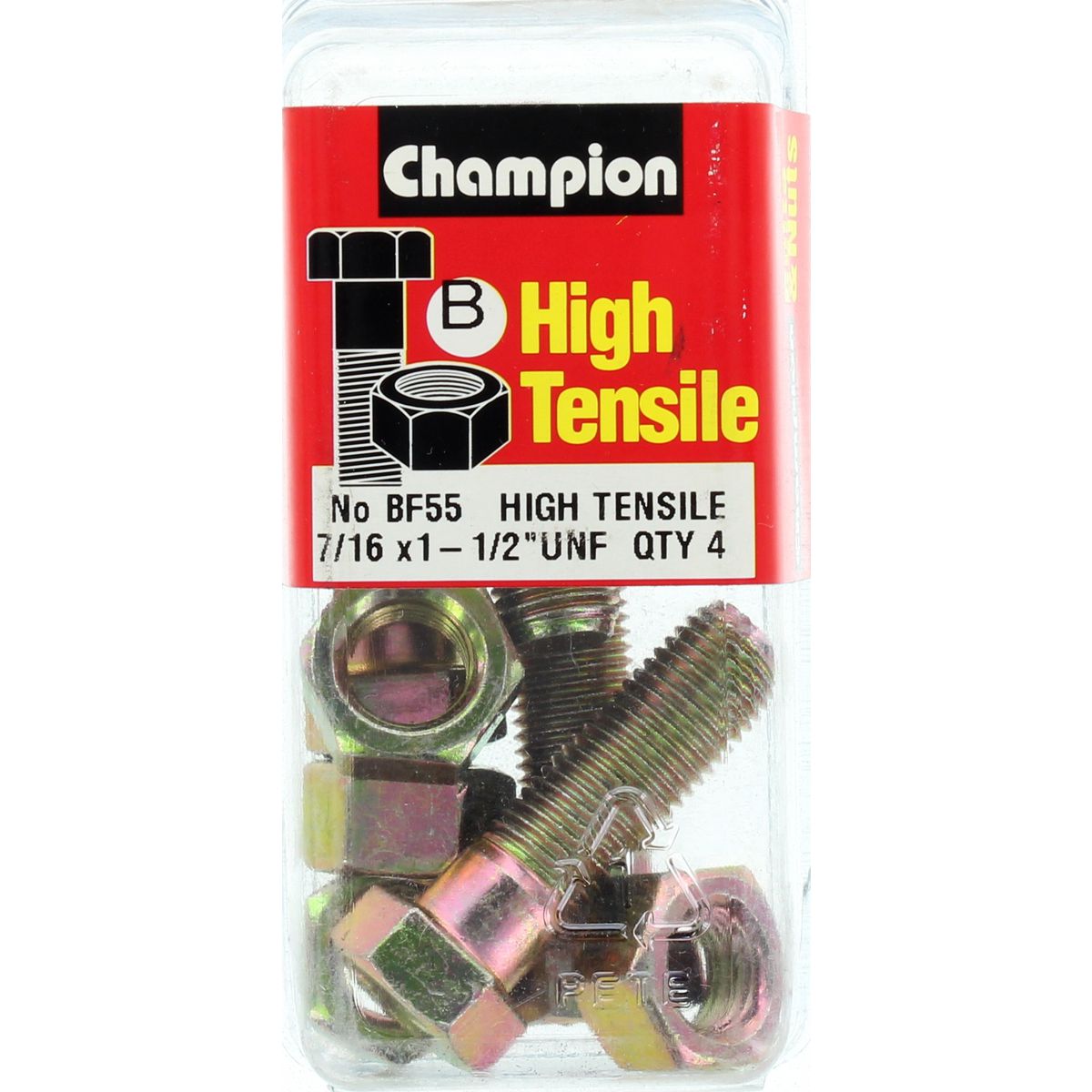 Champion Fasteners Hex Bolt & Nut High Tensile 7/16In X 1 1/2In Unf Grade 5 BF55