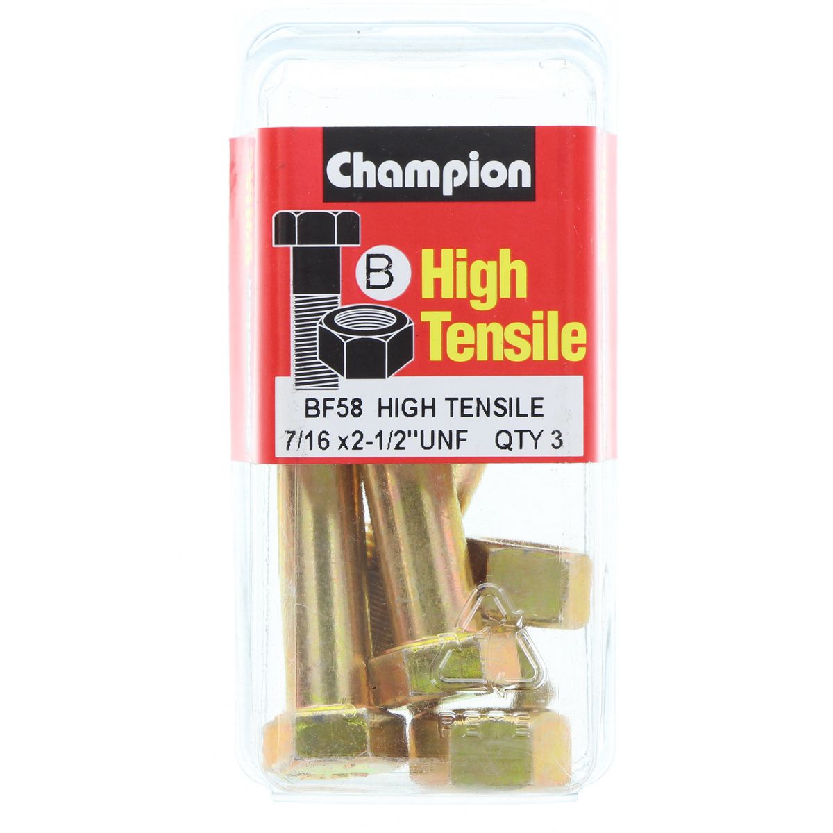 Champion Fasteners Hex Bolt & Nut High Tensile 7/16In X 2 1/2In Unf Grade 5 BF58
