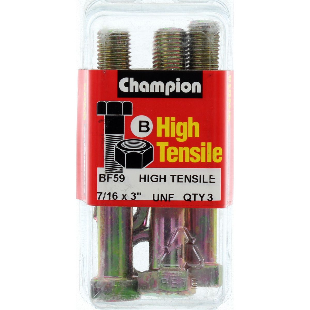 Champion Fasteners Hex Bolt & Nut High Tensile 7/16In X 3In Unf Grade 5 BF59
