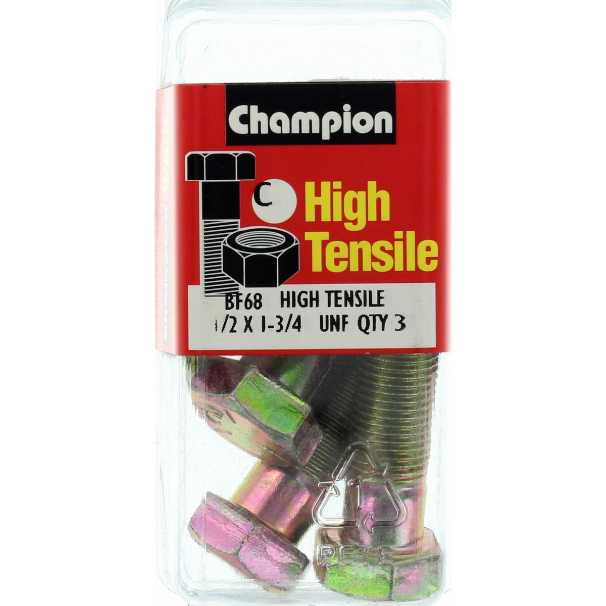 Champion Fasteners Hex Bolt & Nut High Tensile 1/2in x 1 3/4in UNF Grade 5 BF68