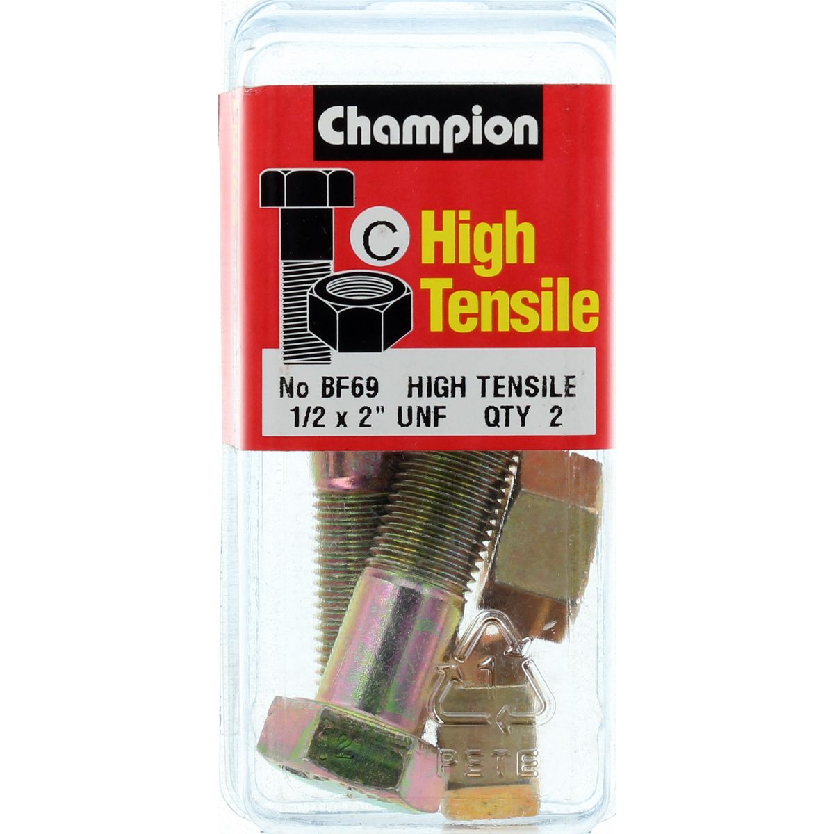Champion Hex Nut & Bolt Set 1/2" x 2" UNF High Tensile 4Pk BF69