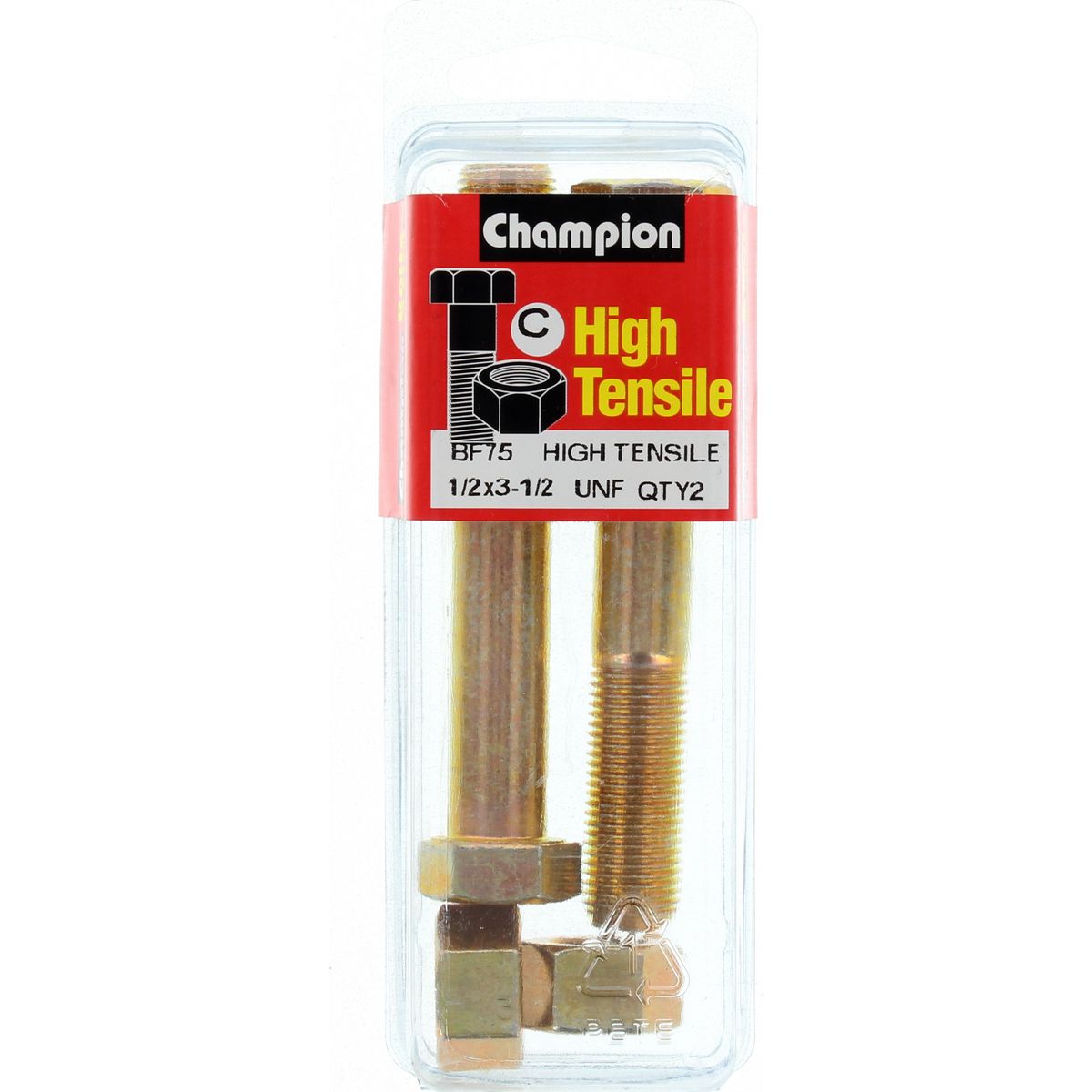 Champion Fasteners Hex Bolt & Nut High Tensile 1/2in x 3 1/2in UNF Grade 5 BF75