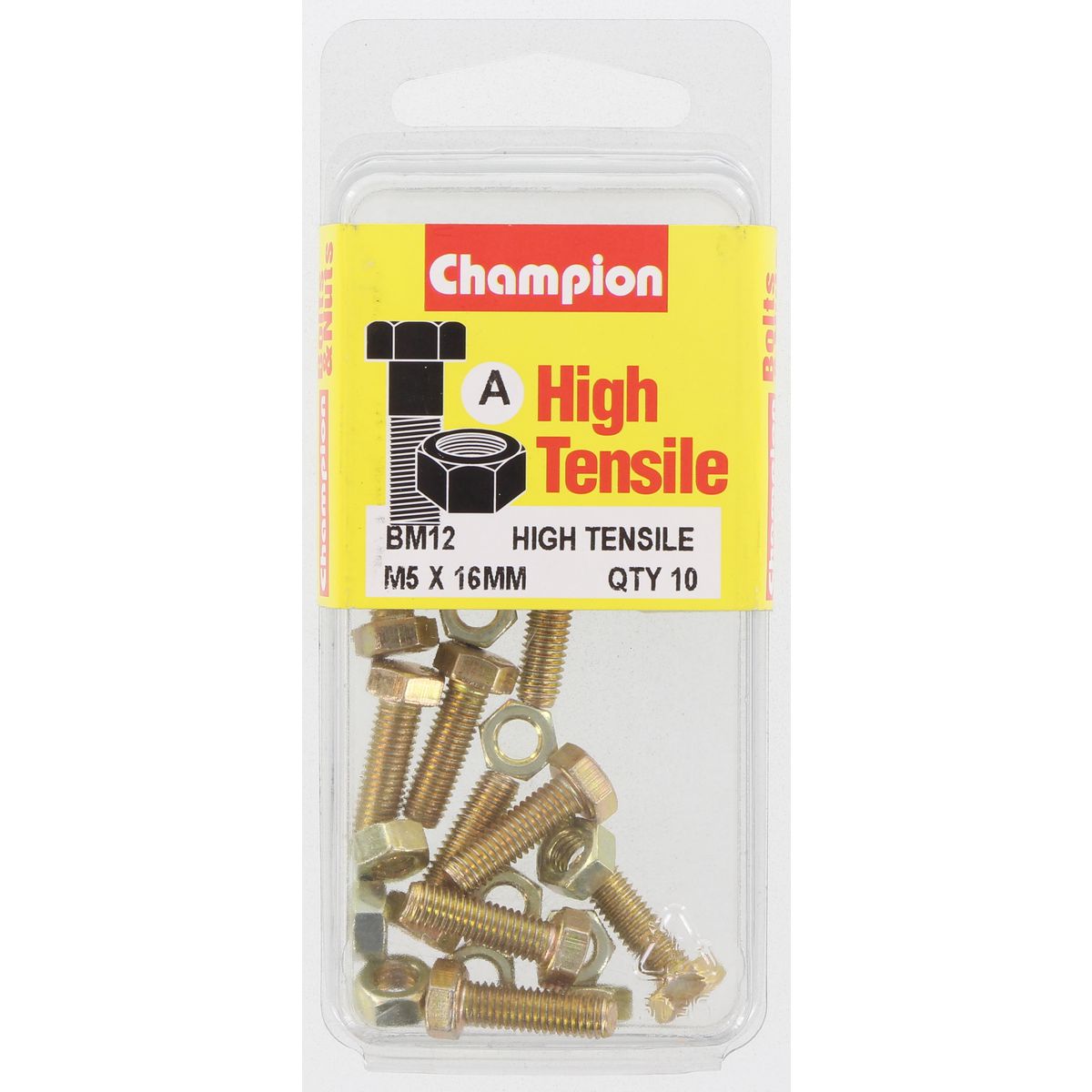 Champion Bolt & Nut Pack Metric M5 x 16mm BM12