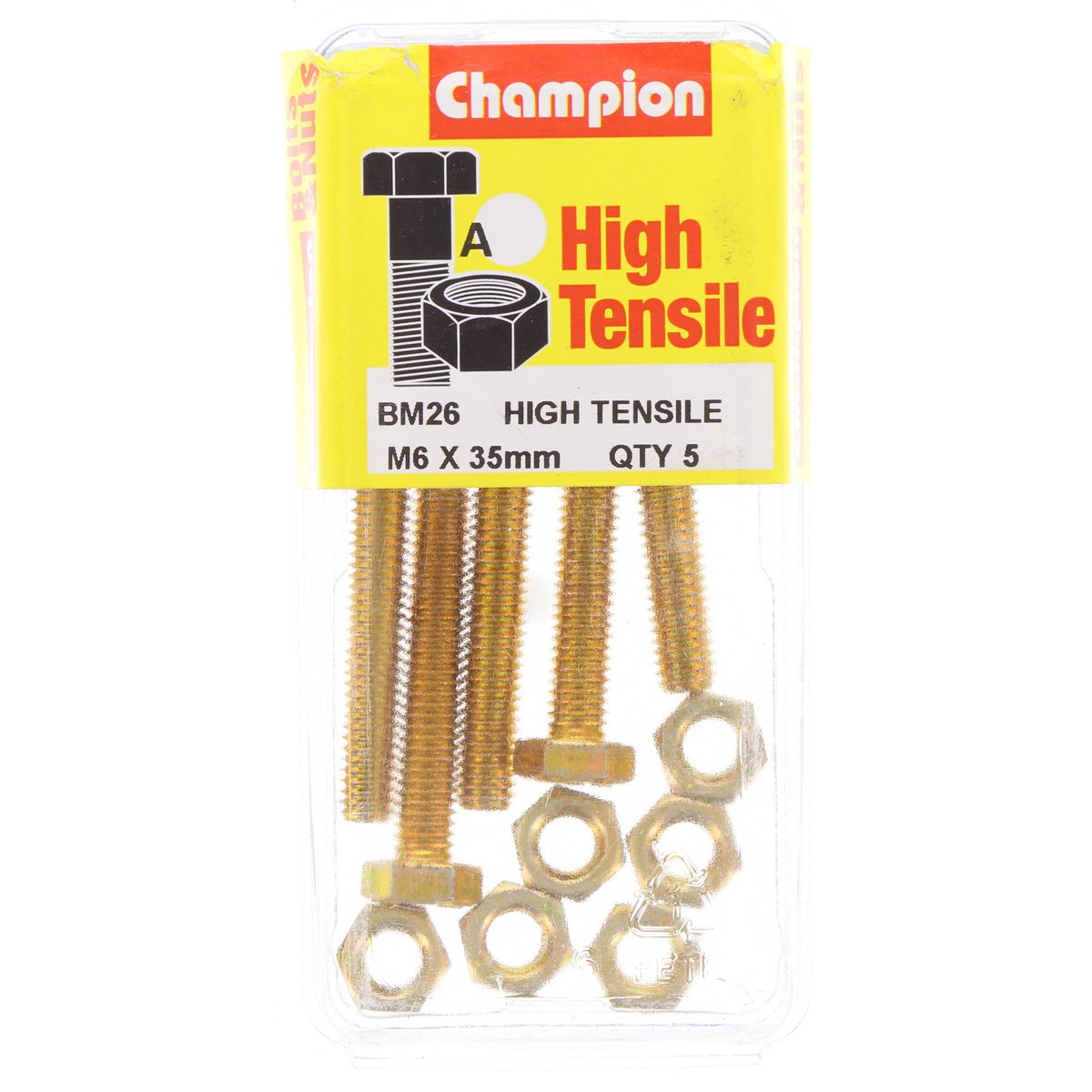 Champion Bolt & Nut Pack Metric M6 x 35mm BM26