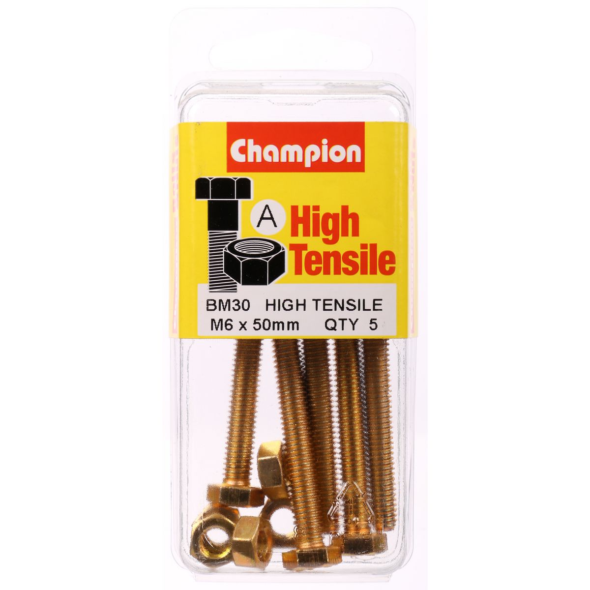 Champion Bolt & Nut Pack Metric M6 x 50mm BM30