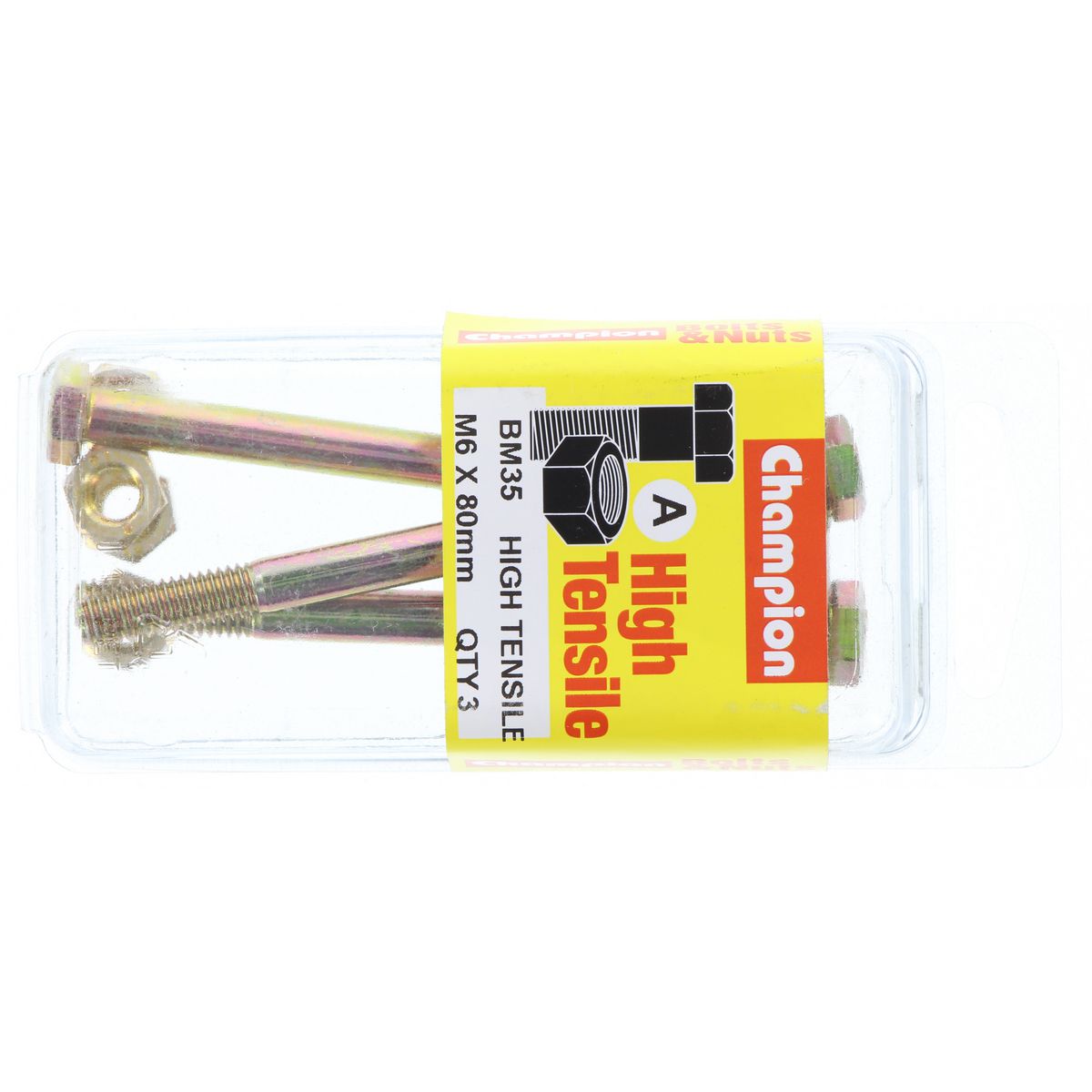 Champion Bolt & Nut Pack Metric M6 x 80mm BM35