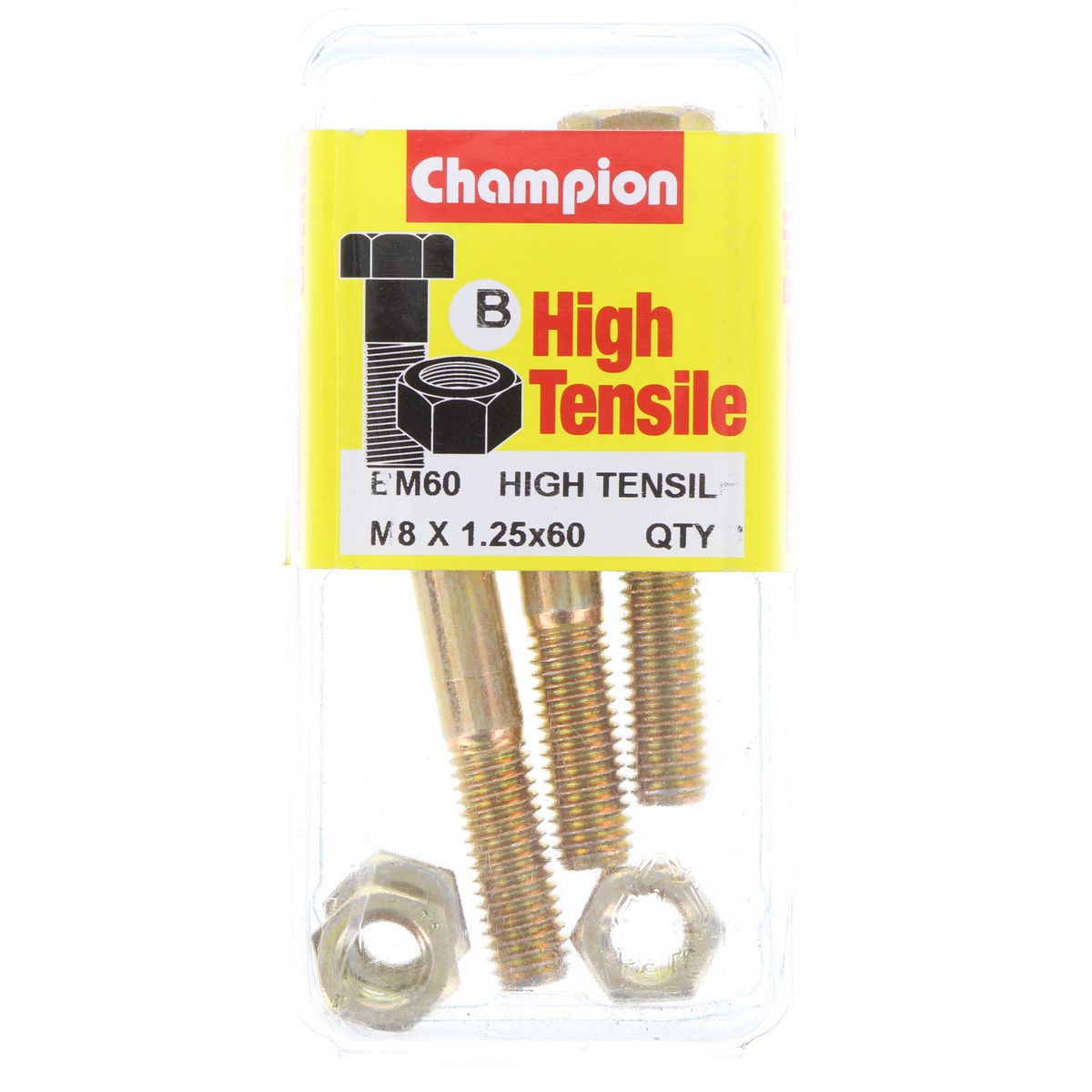Champion Bolt & Nut Pack Metric M8x1.25 x 60mm BM60