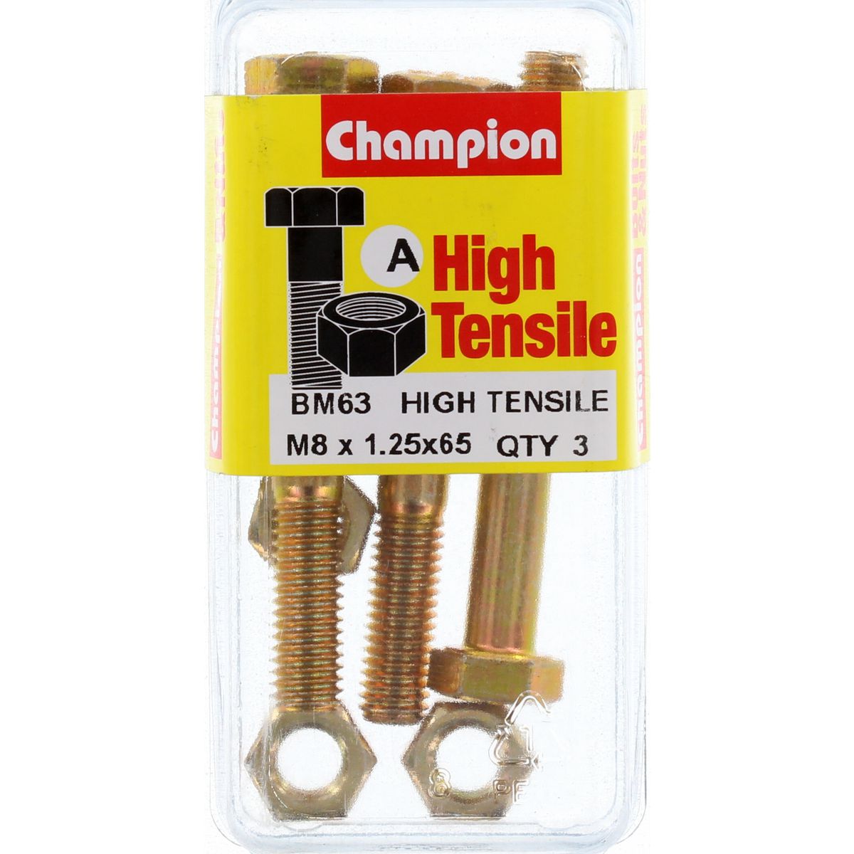 Champion Bolt & Nut Pack Metric M8x1.25 x 65mm BM63