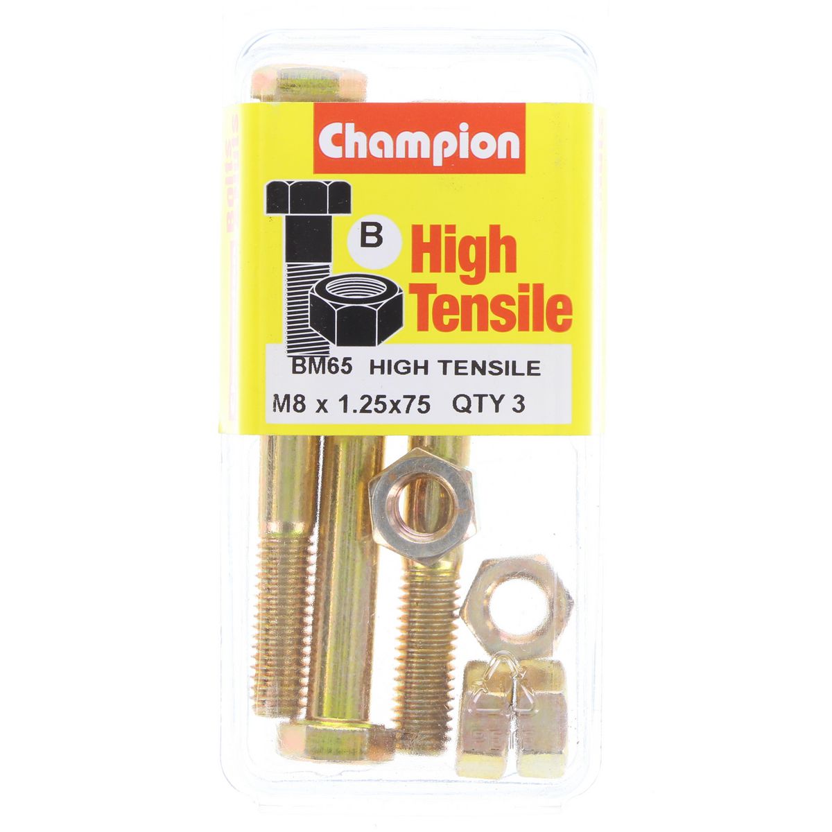 Champion Bolt & Nut Pack Metric M8x1.25 x 75mm BM65