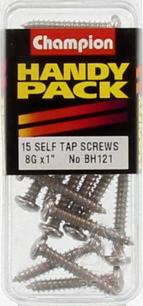 Champion Nickel Screw Self Tapp Panhead Phillips 4.2mm x 25mm 15Pk BH121