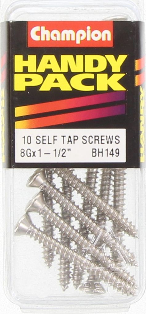 Champion Nickel Screw Self Tapp Raised Head Phillips 4.2 x 38mm 10Pk BH149