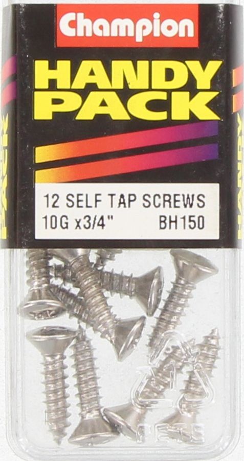 Champion Nickel Screw Self Tapp Raised Head Phillips 4.8 x 19mm 12Pk BH150