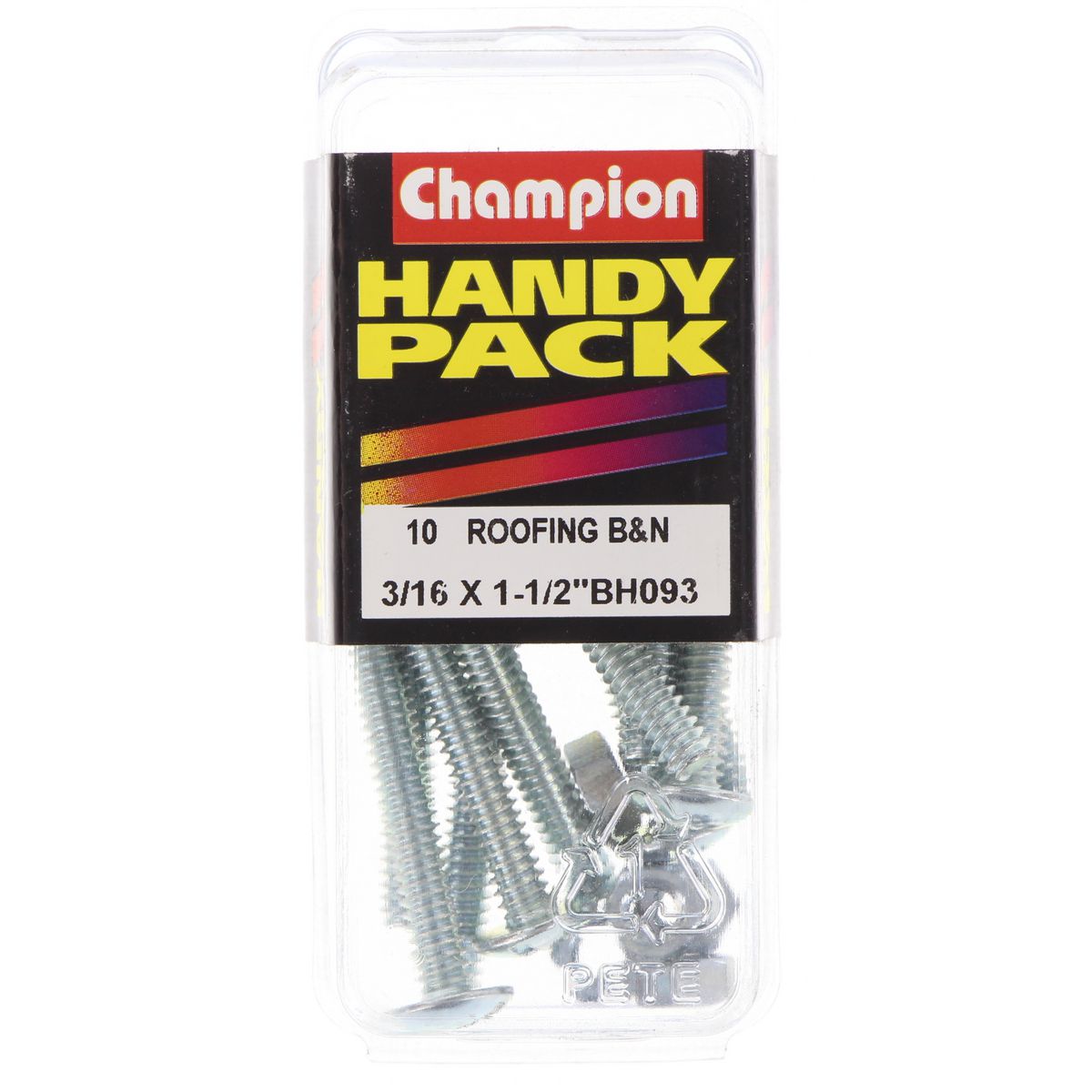 Champion Fasteners Roofing Bolt & Nut Mushroom Head Combo 3/16In X 1 1/2In Unc Zinc Plated BH093