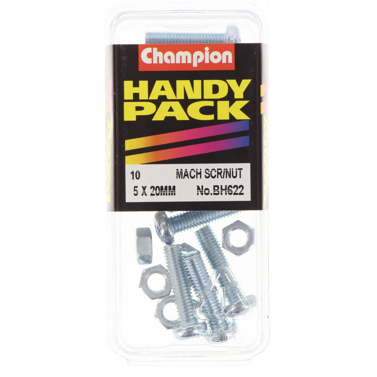 Champion Fasteners Machine Screw & Nut Pan Phillips M5 X 20mm Zinc Plated BH622