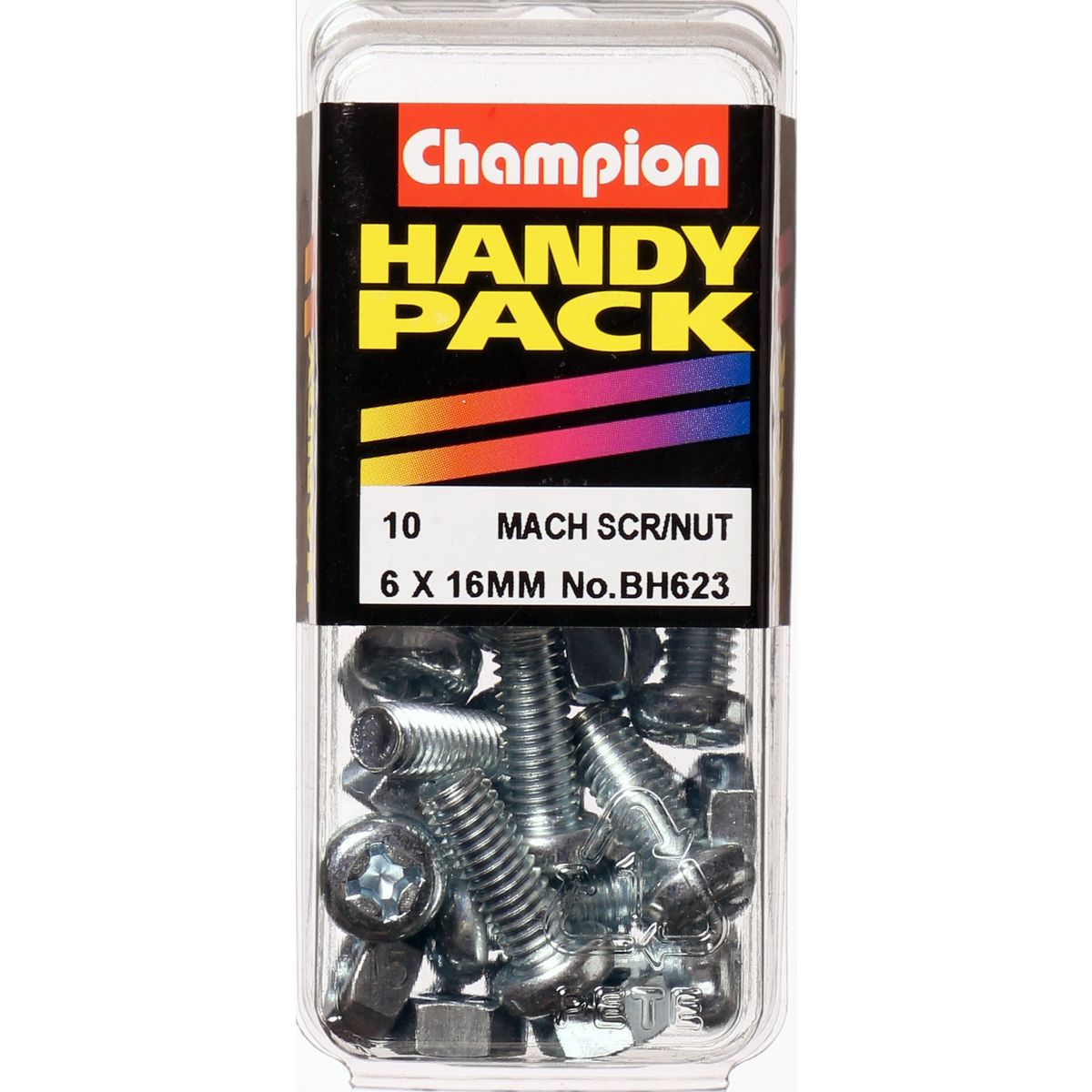 Champion Zinc Machine Screw & Nut Panhead Phillips M6 x 16mm 20Pk BH623