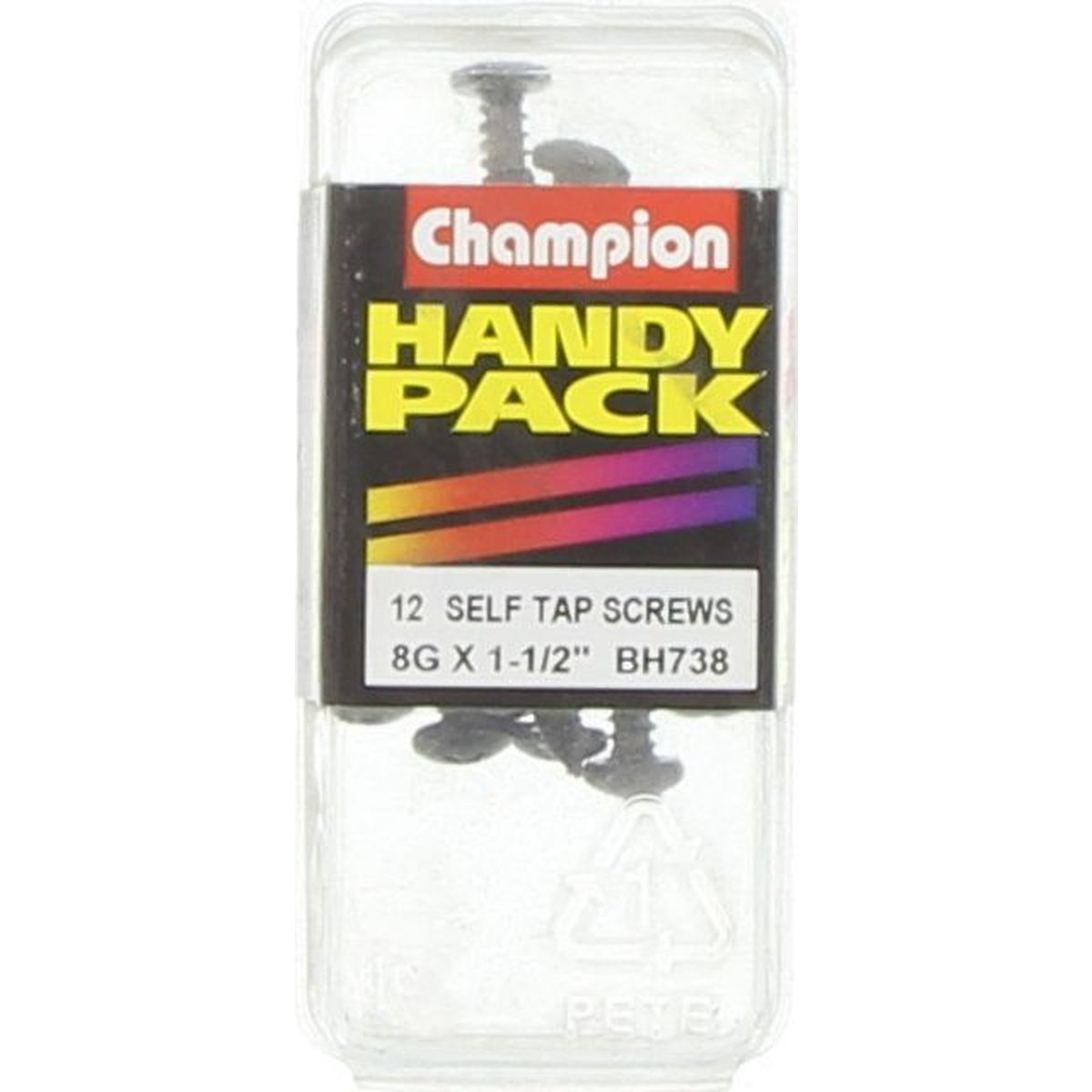 Champion Black Screw Self Tapp Panhead Phillips 4.2 x 38mm 12Pk BH738