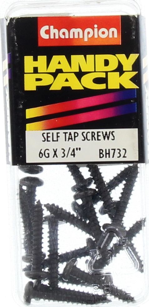 Champion Black Screw Self Tapp Panhead Phillips 3.5 x 19mm 20Pk BH732