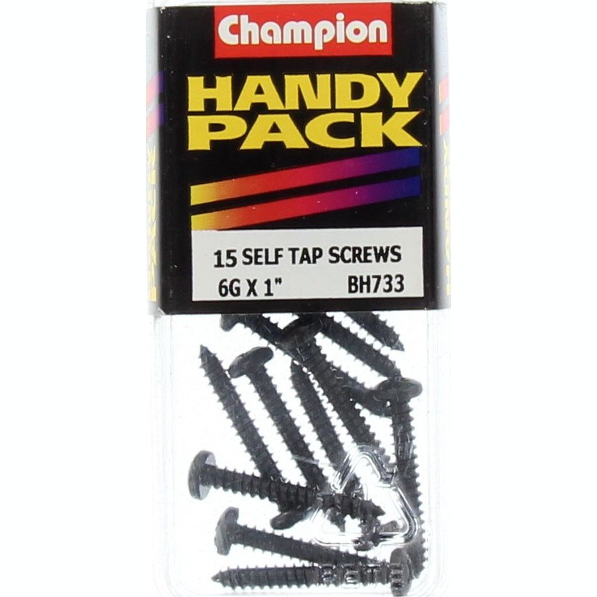 Champion Black Screw Self Tapp Panhead Phillips 3.5 x 25mm 15Pk BH733
