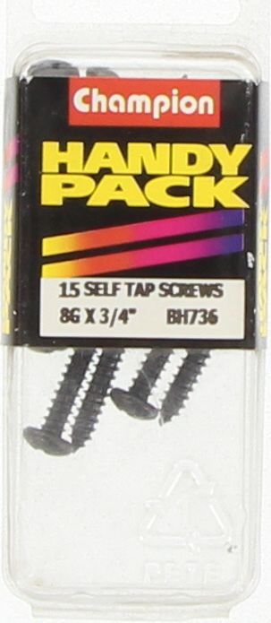 Champion Black Screw Self Tapp Panhead Phillips 4.2 x 19mm 15Pk BH736