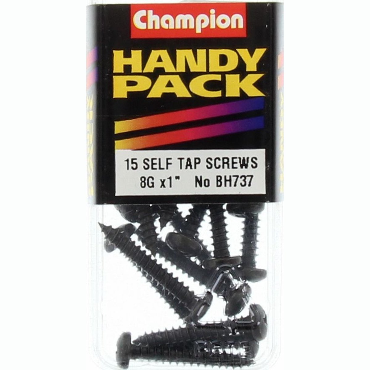 Champion Black Screw Self Tapp Panhead Phillips 4.2 x 25mm 15Pk BH737