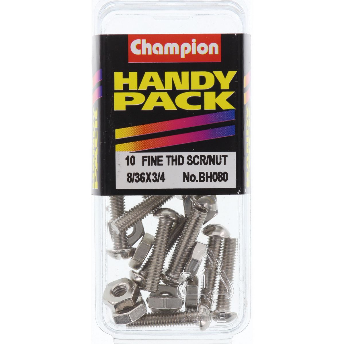 Champion Fasteners Machine Screw & Nut Pan Slot 8/36In X 3/4In Nickel Plated BH080