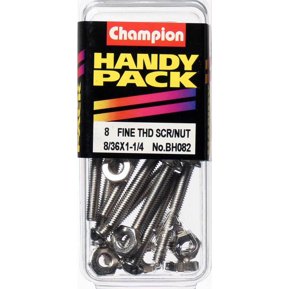 Champion Fasteners Machine Screw & Nut Pan Slot 8/36In X 1 1/4In Nickel Plated BH082