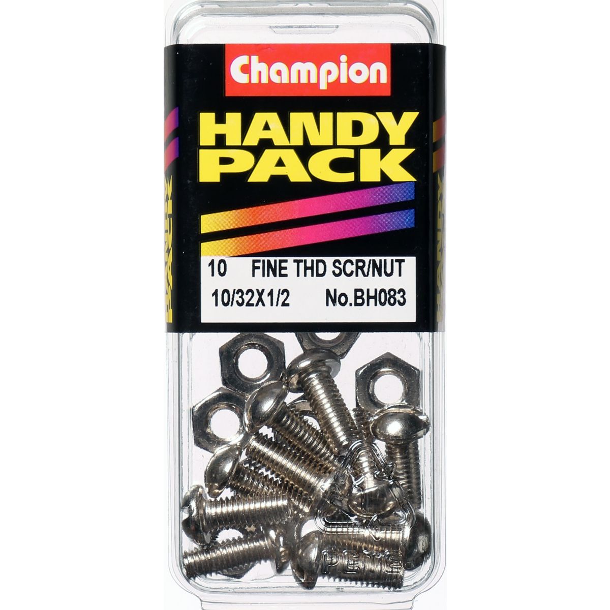 Champion Nickel Nut & Screw Slotted Panhead 10/32" x 1/2" 20Pk BH083