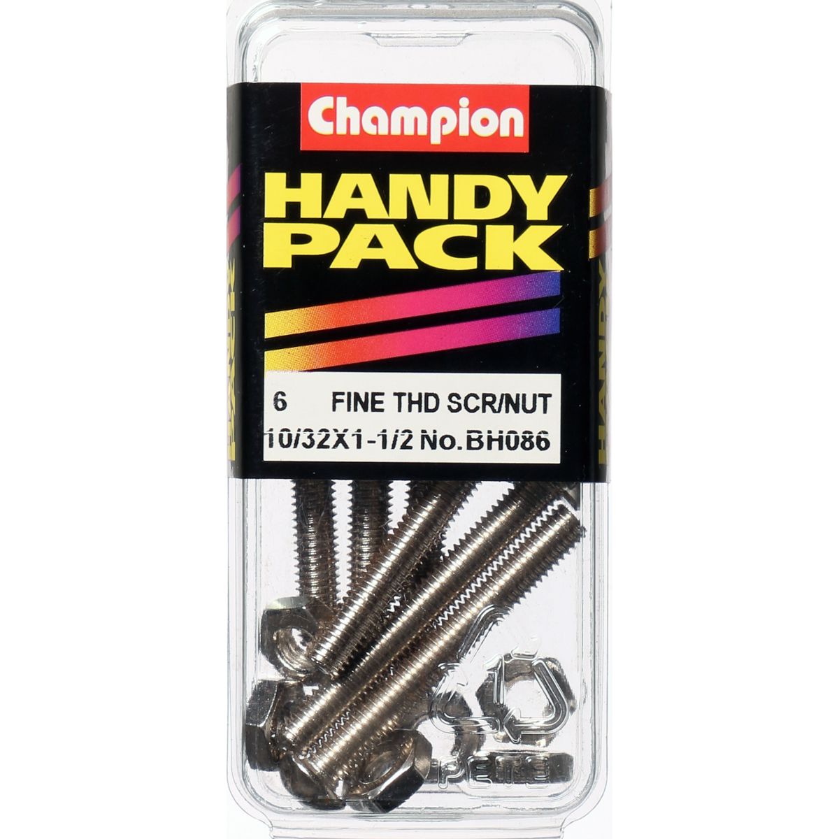 Champion Fasteners Machine Screw & Nut Pan Slot 10/32In X 1 1/2In Nickel Plated BH086
