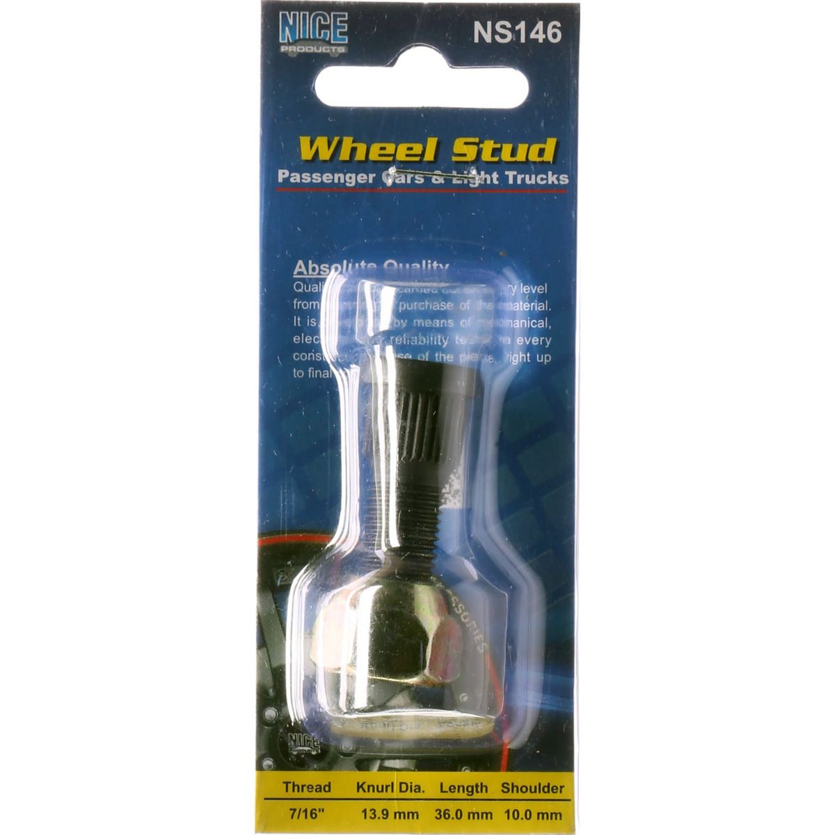 NICE Wheel Stud & Nut 7/16" 36mm NS146