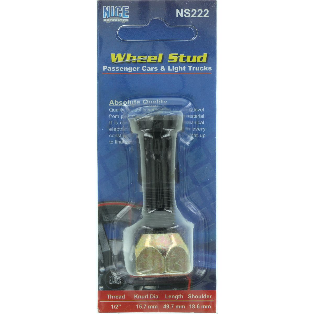 NICE Wheel Stud & Nut 1/2" 49mm NS222
