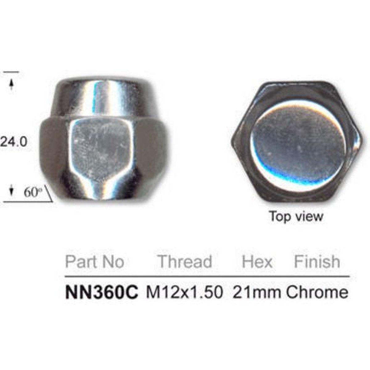 NICE Products Wheel Nut 21mm Chrome (4 Pack) NN360C 4