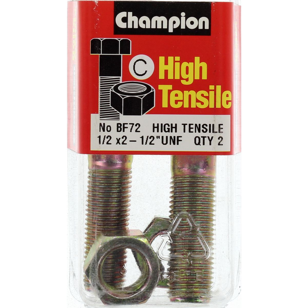 Champion Fasteners Hex Bolt & Nut High Tensile 1/2in x 2 1/2in UNF Grade 5 BF72
