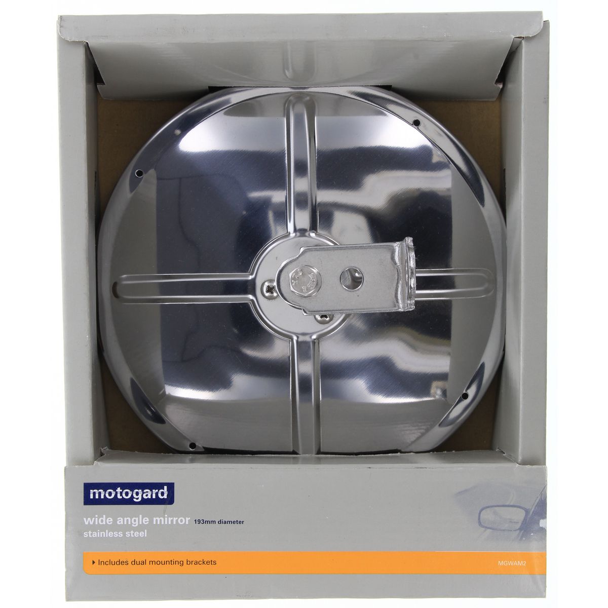 Motogard Wide Angle Stainless Steel Mirror 193mm Round MGWAM2