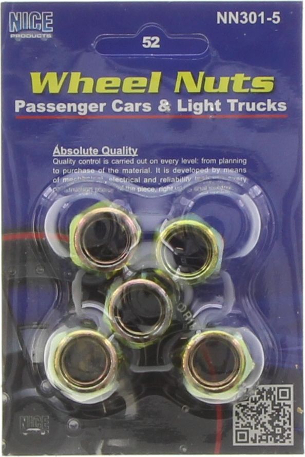NICE Wheel Nut M12x1.50 Zinc (5 Pack) NN301-5