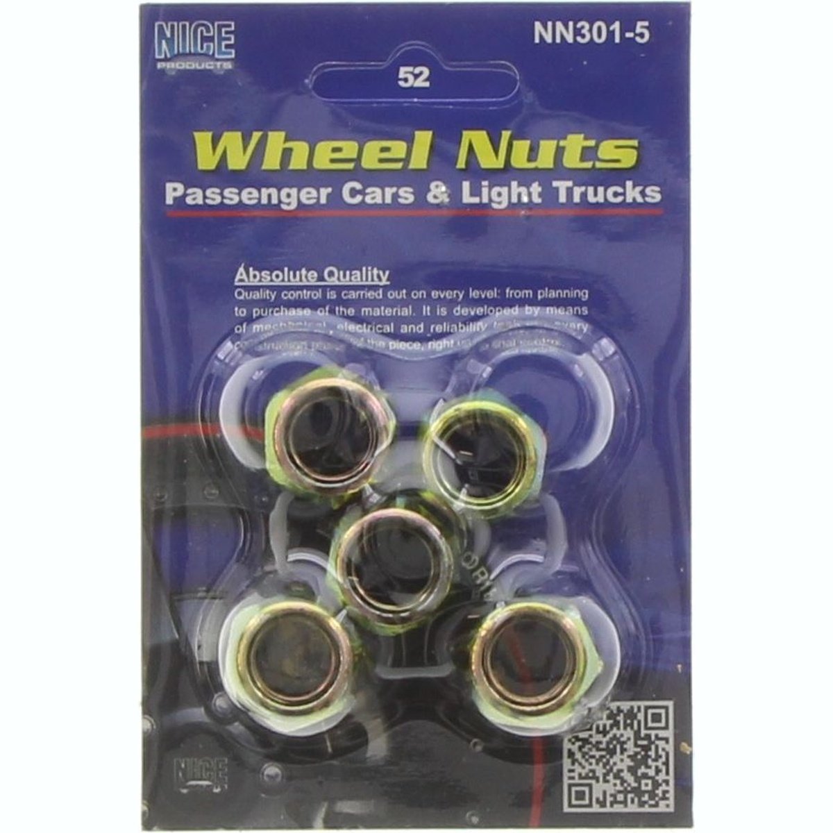 NICE Wheel Nut M12x1.50 Zinc (5 Pack) NN301-5